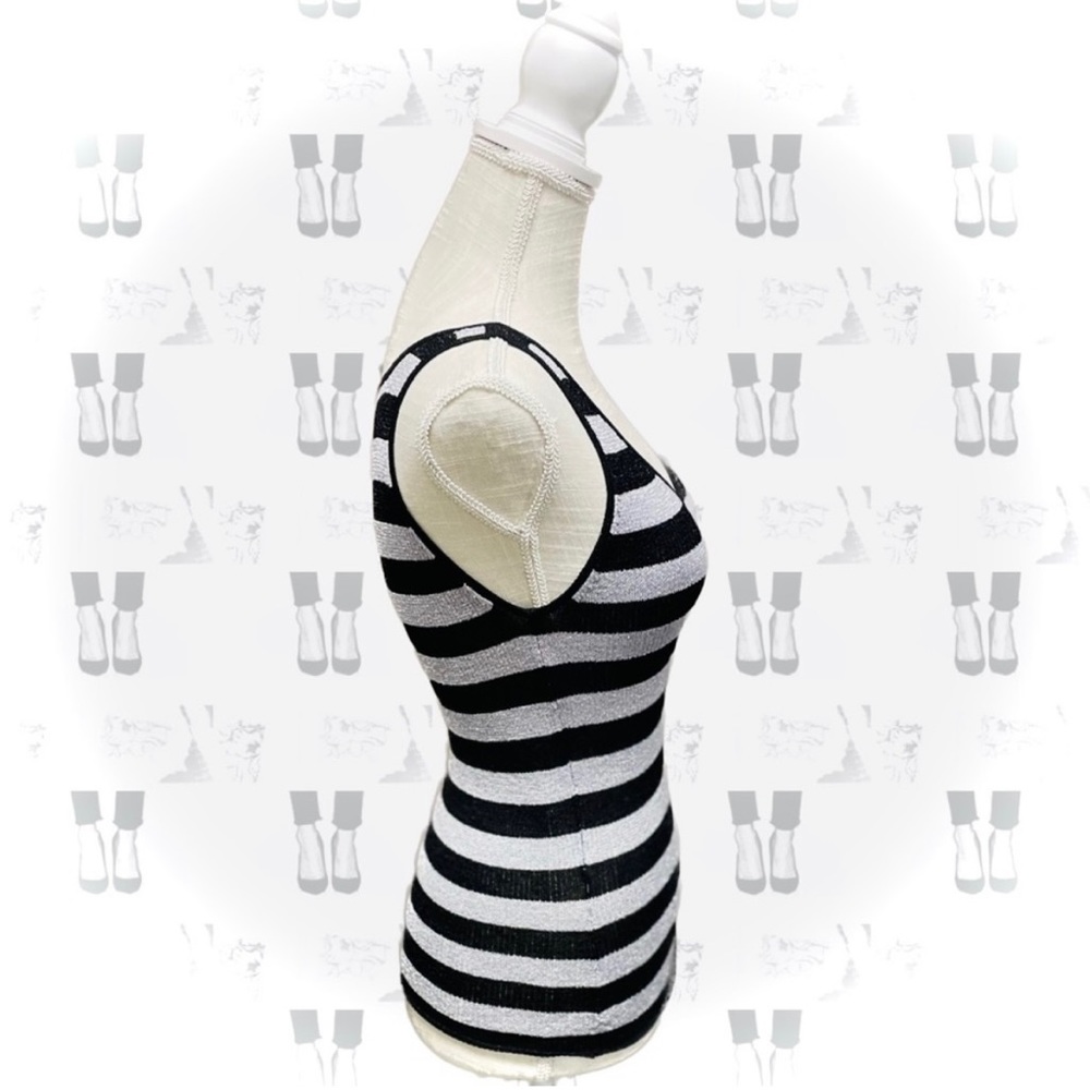 KOOKAI | XS / S / T2 | Striped Metallic Silver Stretch Lightweight Cami Tank Top